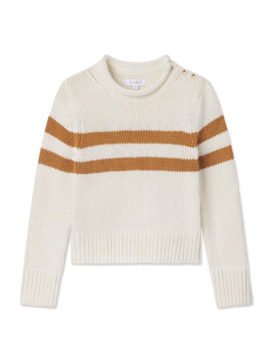 LAKE Sweaters - NWT Lake Pajamas Jane Cotton Sweater in Cognac Double Stripe